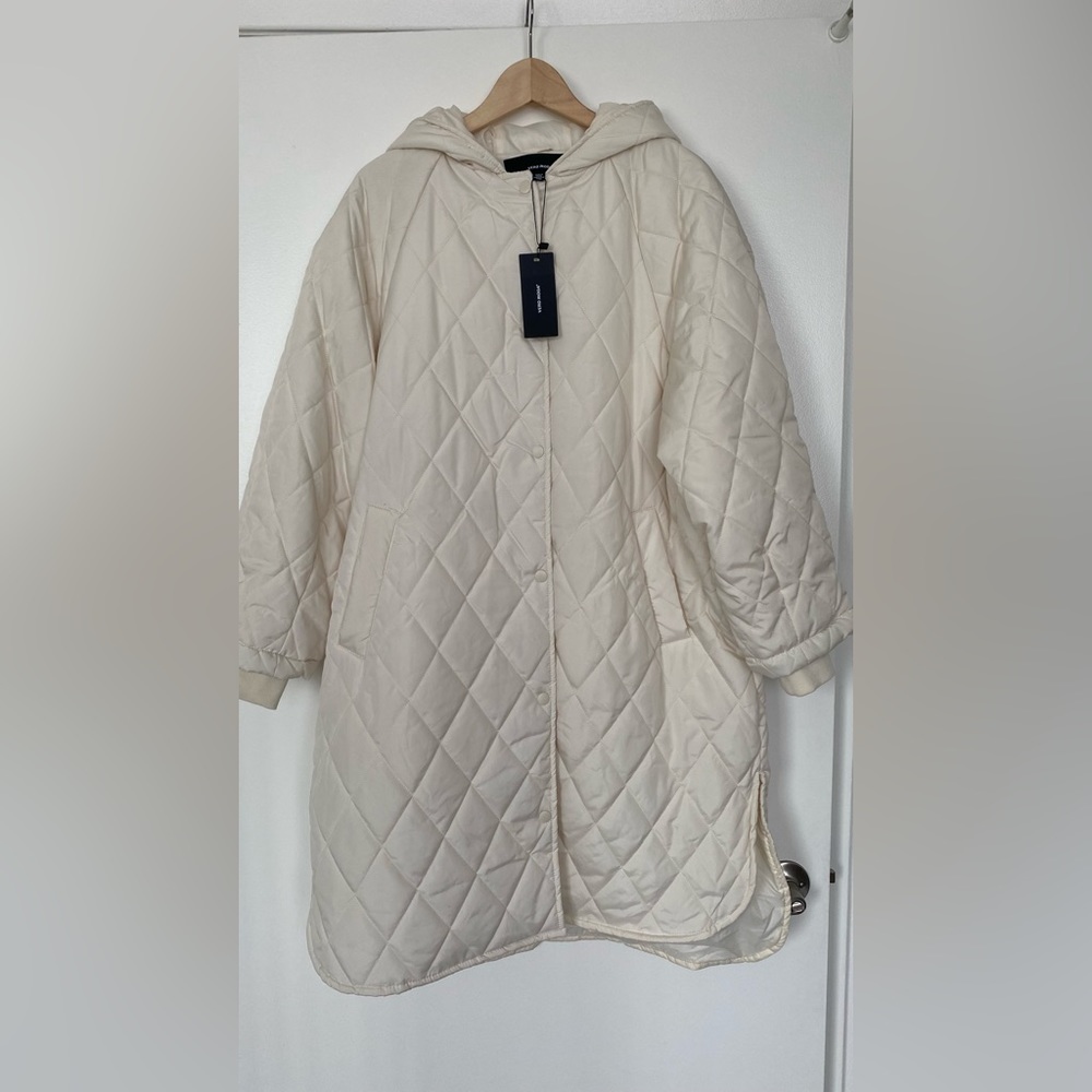 Vero Moda quilted long white coat in Birch White